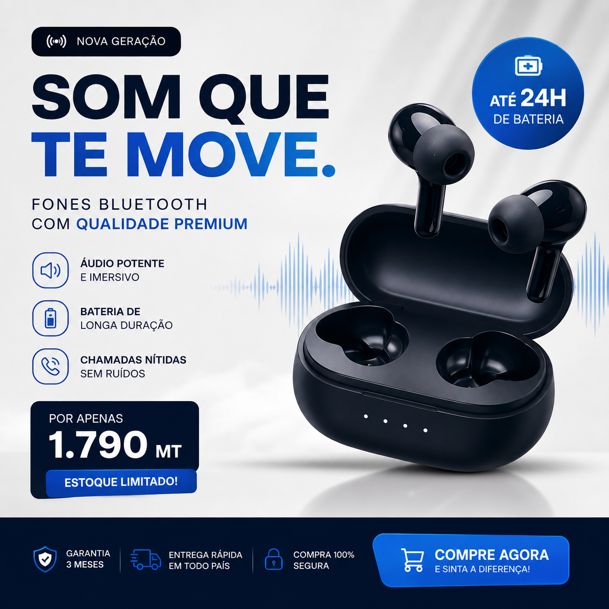 Criativo publicitário de fones bluetooth