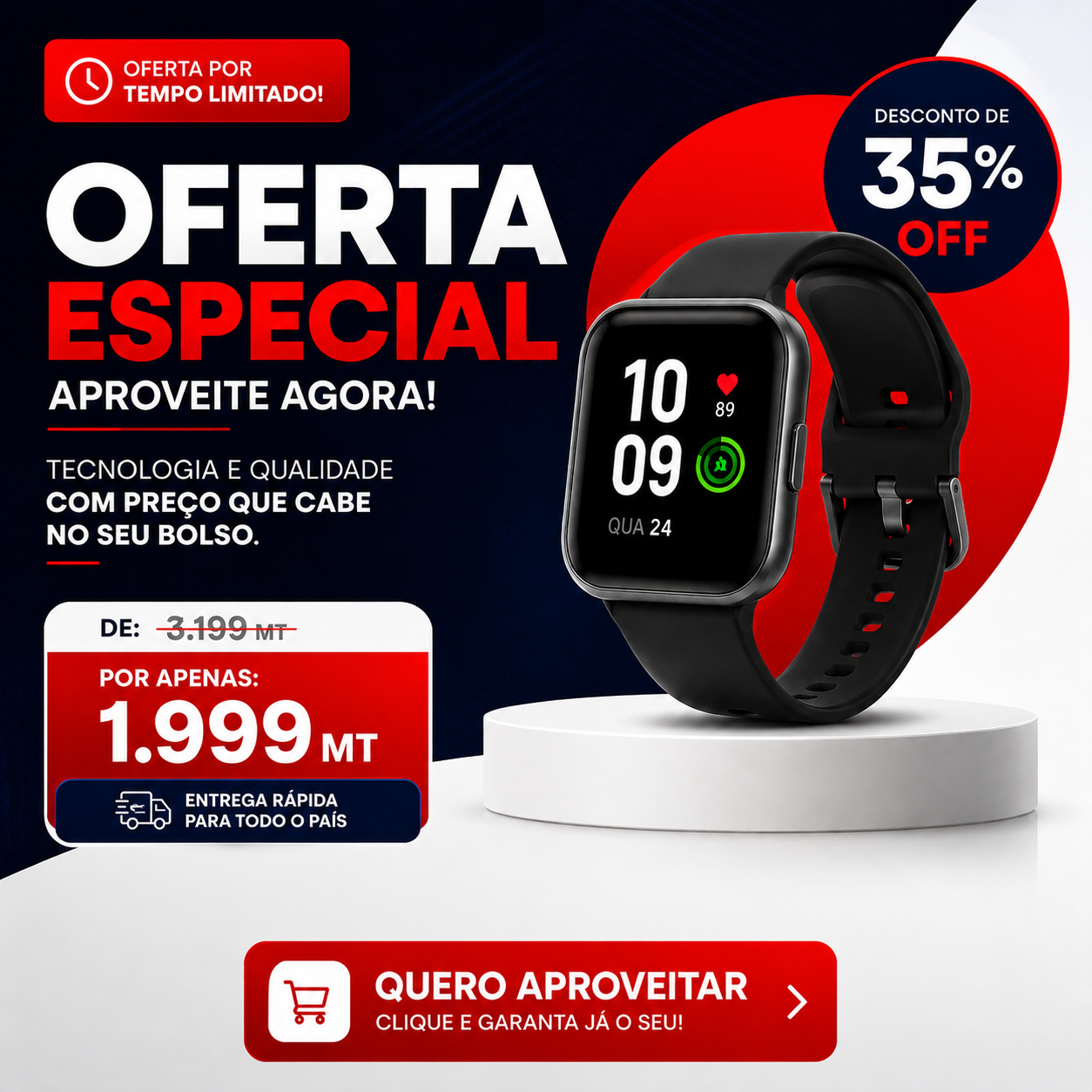 Criativo publicitário de oferta de smartwatch